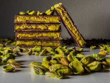 Premium Dubai Chocolate Bars with Rich Pistachio Filling  A Gourmet Delight clipart