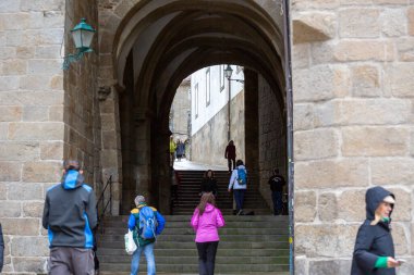 Santiago de Compostela, İspanya, Nisan 2022, sokak manzaralı