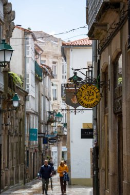 Santiago de Compostela, İspanya, Nisan 2022, sokak manzaralı
