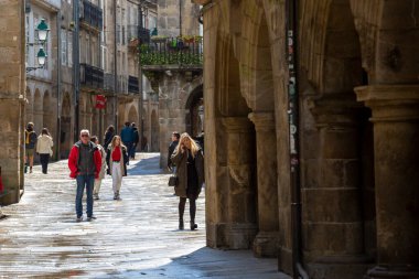 Santiago de Compostela, İspanya, Nisan 2022, sokak manzaralı