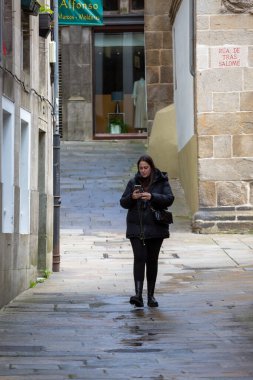 Santiago de Compostela, İspanya, Nisan 2022, sokak manzaralı