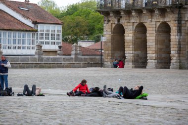 Santiago de Compostela, İspanya, Nisan 2022, sokak manzaralı