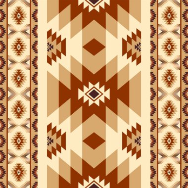 Kahverengi ve bej tonlarında geleneksel Amerikan Yerlisi geometrik deseni. Tekstil, battaniye, moda ve kırsal temalı tasarımlar için ideal.