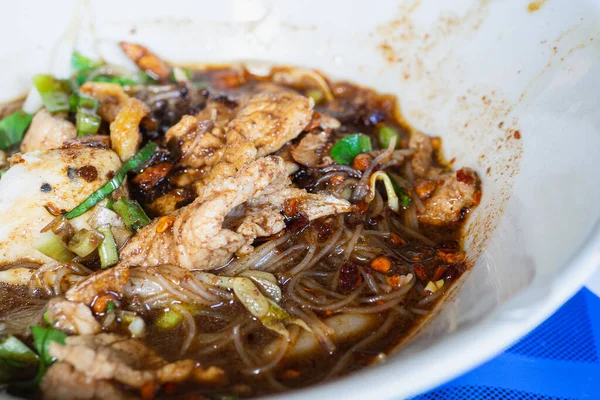 Noodles Pork Meatballs Soup Thai Style Calls Boat Noodles — Stock Photo, Image