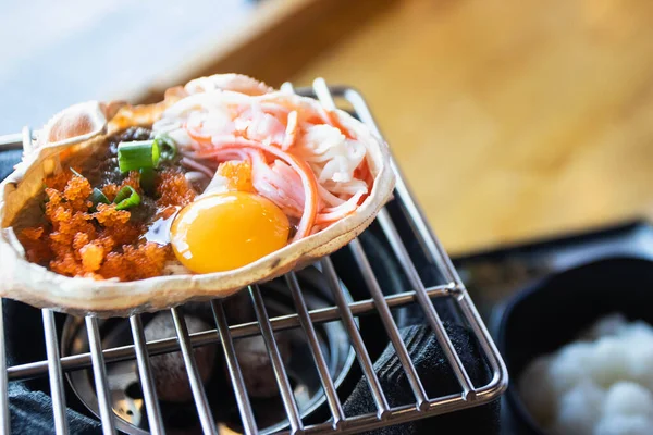 stock image Japanese food, Krab boiled grill Kani Miso grill on the stove.