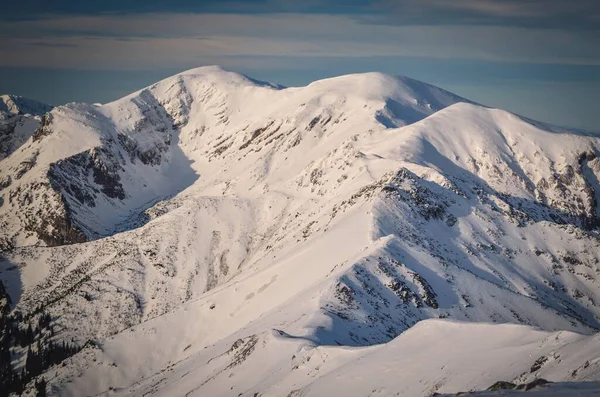 Зимовий Гірський Ландшафт Сніжний Ранок Польській Татрі — стокове фото
