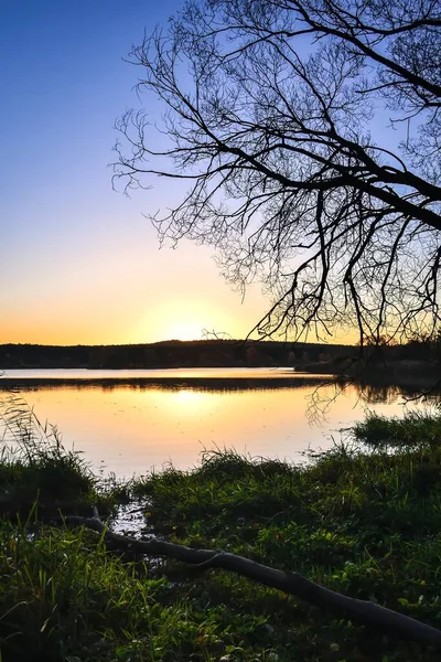 Schöne Herbstlandschaft Die Aufgehende Sonne Morgen See — Stockfoto