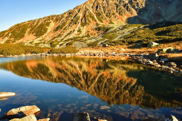 Prachtig Zomers Berglandschap Berghellingen Reflecteren Het Meer Foto Genomen Vallei — Stockfoto