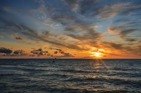 Прекрасний Вид Море Схід Сонця Над Морем Photo Taken Gdynia — стокове фото
