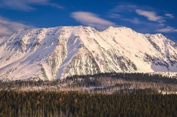Beautiful Early Spring Mountain Landscape View Snow White Peaks Polish — Stock Photo, Image