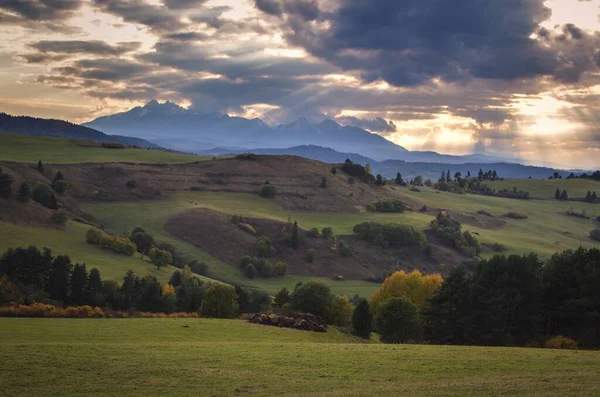 stock image Spectacular sky with mountain landscape. Photo taken on the way to Wysoki Wierch, Slovakia.