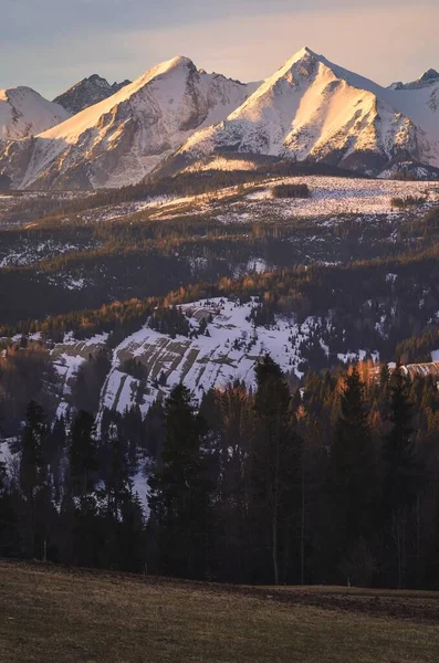 Charmantes Panorama Der Polnischen Tatra Morgen Blick Auf Die Belianske — Stockfoto