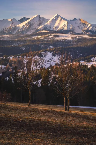 Okouzlující Panorama Polských Tatranských Hor Ránu Pohled Belianské Tatry Obce — Stock fotografie