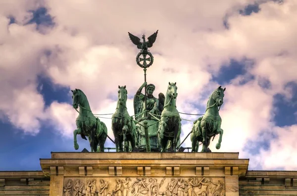 Berlin Germany April 2014 Bronze Sculpture Quadriga Top Brandenburg Gate Royalty Free Stock Images