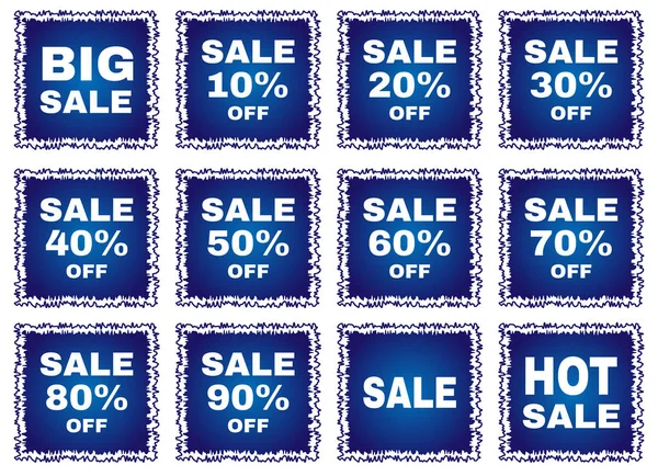 Emblemas Para Loja Negócio Com Cortes Preços Conjunto Doze Adesivos —  Vetores de Stock