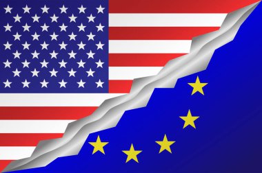 USA versus European Union concept. US and European Union flags in EPS10 vector illustration. clipart