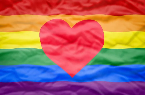 Rainbow Flag Heart Shape Lgbtq Community Colored Pride Symbol Background — Stock Photo, Image