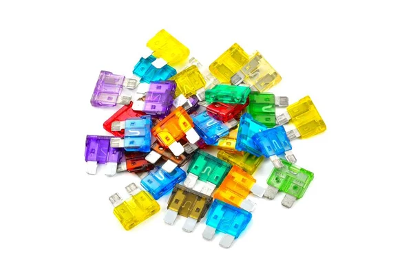 Color Car Fuse Pile Colorful Electrical Automotive Fuses Circuit Breakers — Stock Photo, Image