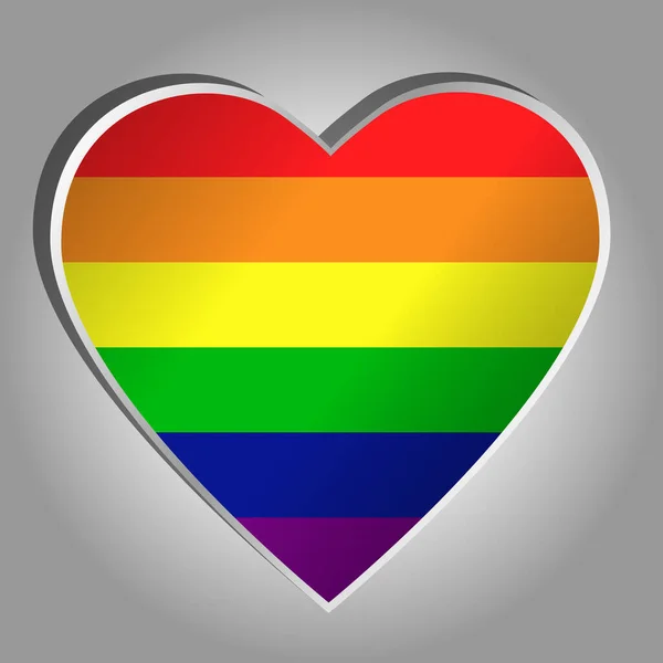 Färgstark Symbol För Stoltheten Hos Toleranta Människor Vektorbild Hjärtformad Regnbågsflagga — Stock vektor