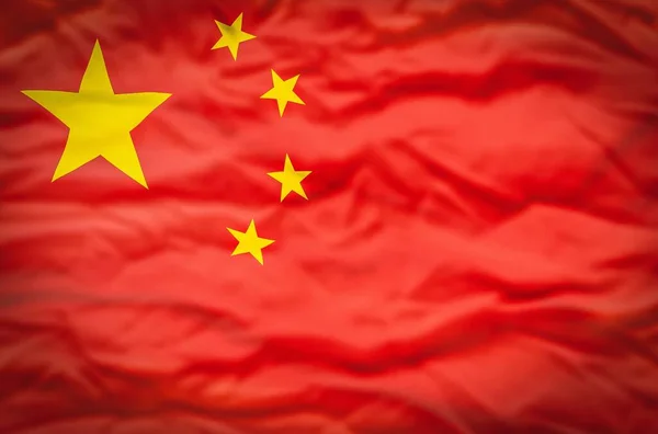 Čína Vlajka Tkaniny Vlnité Pozadí Vlnitá Vlajka Číny Vyplňuje Rám — Stock fotografie
