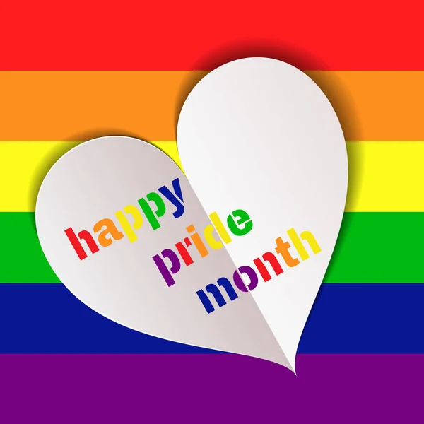 June Pride Month Concept White Heart Happy Pride Month Rainbow — Stock Vector