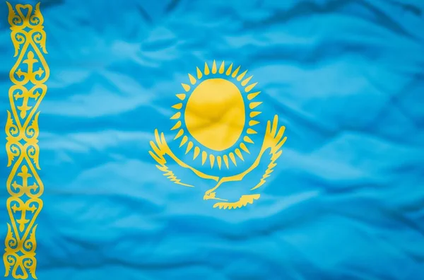 Σημαία Καζακστάν Κυματιστό Φόντο Κυματιστή Σημαία Του Καζακστάν Γεμίζει Πλαίσιο — Φωτογραφία Αρχείου