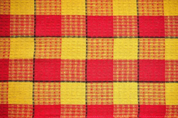テクスチャ素材のラグ 赤と黄色の生地の背景チェック — ストック写真