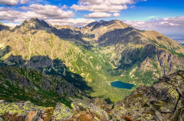 Letni Krajobraz Górski Tatrach Wysokich Słowacja Piękny Widok Szczyty Górskie — Zdjęcie stockowe