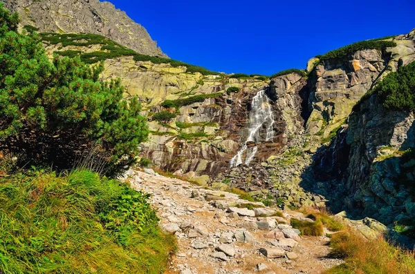 Waterfall Mountain Scenery Summer Mountain Landscape High Tatra Slovakia — Stock Photo, Image