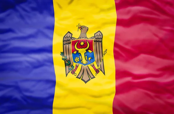 Dalgalı Bir Arka Planda Moldavya Bayrağı Moldavya Nın Dalgalı Bayrağı — Stok fotoğraf