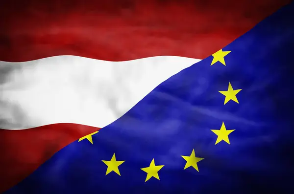 Austria European Union Mixed Flag Wavy Flag Austria European Union — Stock Photo, Image