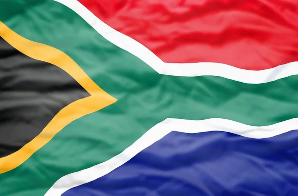 Bandera Sudáfrica Sobre Fondo Ondulado Bandera Ondulada Sudáfrica Llena Marco — Foto de Stock