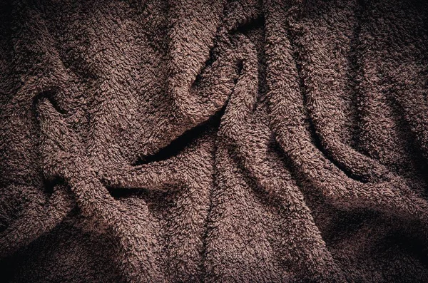 Textura Pătură Ridată Blană Închiderea Materialului Maro Poate Utilizată Fundal — Fotografie, imagine de stoc