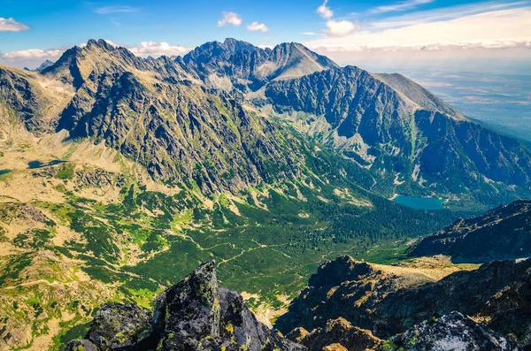Літній Гірський Ландшафт Словацьких Горах Вигляд Мальовничу Долину Високої Татри — стокове фото