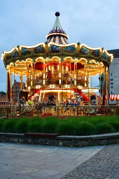 Gdansk Poland August 2022 Beautiful Colorful Historic Carousel Old Town — Stock Photo, Image