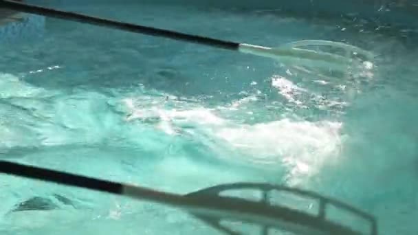 Paddles Rowing Sport Simulator Pool Training — Stock Video