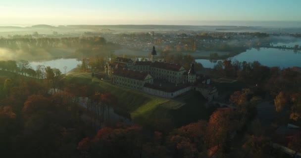 Niasvizh Λευκορωσία 2018 Αεροφωτογραφία Του Βασιλικού Παλατιού Στο Niasvizh Κάστρο — Αρχείο Βίντεο