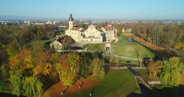 Niasvizh Belarus 2018 Niasvizh Deki Kraliyet Sarayı Nın Havadan Görünüşü — Stok video