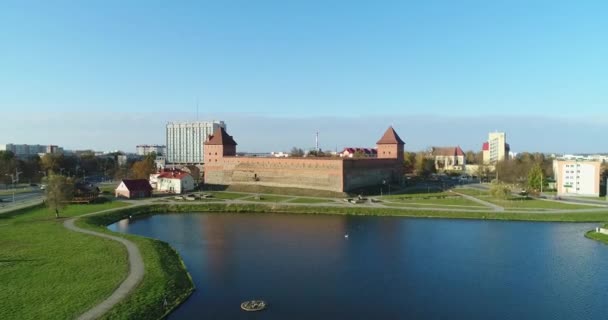 Lida Belarus 2018 Aera View Lida Castle Historical Medieval Castle — 图库视频影像