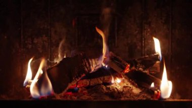 şöminede yanan odun