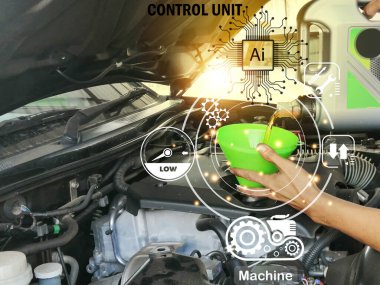 Konsept Motor bakım aralıklarını kontrol etmek için yapay zeka (AI) kullanımı, uygulamalar denetime yardımcı olur.