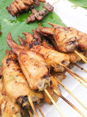 Thai street food, grilled chicken is very popular in Thailand.
