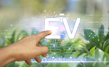 The concept of using EV technology, using electric vehicles, clean energy