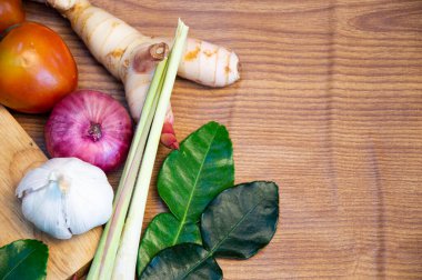 Vegetables laying on the wooden floor