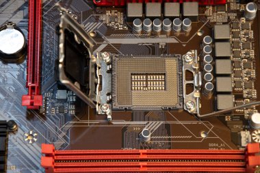 top view of computer motherboard