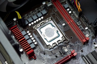 top view of computer motherboard