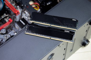 top view of computer ram, ddr4 ram