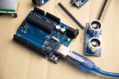motherboard top view for using the command program writing a set of instructions or a computer program in code form