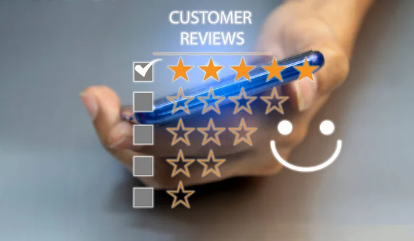 User Give Rating Service Experience Line Application Customer Review Satisfaction — Foto Stock