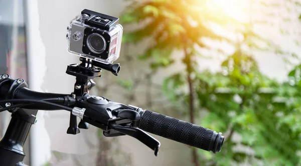 Bike Mounted Action Camera Shockproof Waterproof Camera — Stock Photo, Image
